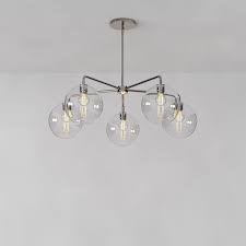 West elm sculptural 7 light chandelier, antique bronze, adjustable, new open box. Sculptural Glass 5 Light Globe Chandelier Clear