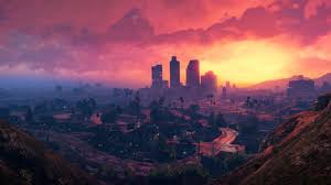 Grand Theft Auto V Los Santos Sunset Hd 4k Sunset City Grand Theft Auto Gta