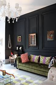Eclectic Living Room With Black Accent Wall Black Living Room Interior Living Decor