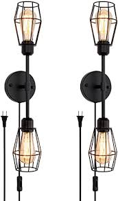 Bathroom vanities lights comes in different sizes, fixtures, shapes and styles. Banganma 2 Light Black Bathroom Vanity Light Fixtures Metal Wire Cage With On Off Swihch Ceiling Light Kitchen Lamp 2 Pack Industrial Wall Sconce Lighting For Bathroom Bedroom Living Room Hallway Amazon Com