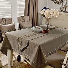 Rustic faux linen tablecloth rectangle 60x120 waterproof stain resistant luxury table cloth with golden lace for dining room outdoor wrinkle free table cover for buffet, taupe. European Tablecloth Fashion Dining Room Set Table Linen Rural Table Covers For Home Hotel Cafe Restaurant A Dining Table Cloth Latest Dining Table Table Covers