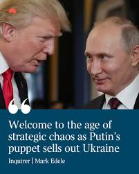 Donald Trump's bullying 'peace plans' to end the Ukraine war will only  embolden Vladimir Putin, who fancies himself a leading a great power with  historical rights beyond his borders: https://bit.ly/4inkezy