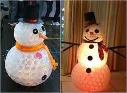 Leicht Lasst Sich Aus Plastikbechern Einen Riesen Schneemann Herstell Schneemann Basteln Schneemann Basteln Plastikbecher Handgefertigte Weihnachtsdekorationen