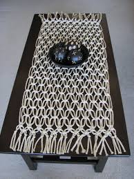 A Very Simple Macrame Table Runner The First I Ve Ever Done Macrame Table Runner Table Runner Diy Macrame Art