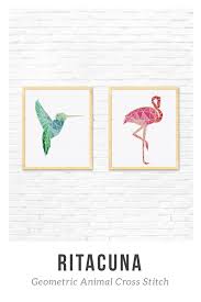 The most common flamingo cross stitch pattern material is cotton. Crafts Geometric Colorful Flamingo Bird Animal Polygon Counted Cross Stitch Pattern Needlecrafts Yarn