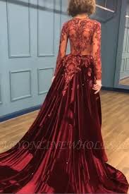 Sparkly Beading Burgundy Long Sleeves Prom Dresses With Appliques Prom Dresses With Sleeves Prom Dresses Long With Sleeves Burgundy Prom Dress
