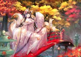 秋の季節 本当に珍しいもの 綺麗な狐巫女様 イラスト アニメの女の子 桜のイラスト