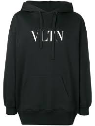 Black And White Sweatshirt Mens Valentino Vltn Graphic Hoodie In Black Modesens Valentino Logo Hoodies Black Hoodie