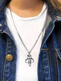 Sterling Silver Mandalorian Necklace Star Wars Jewelry Sterling Silver Pendants Jewelry