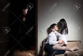 Man Arriving Home While His Wife Cheating With Another Guy Stock Photo,  Picture and Royalty Free Image. Image 44894358.