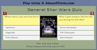 Whether it be smaller cou. General Star Wars Quiz