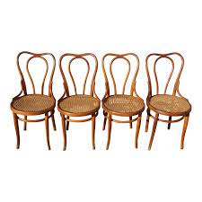 The antique french bistro chair folds flat, is made of painted iron with a decoratively curved back and has wood slats for. 1940s Antique Thonet Style Bentwood Heavy Cane Woven Seat Parlor Bistro Chairs Set Of 4 Bentwood Chairs Shabby Chic Dining Chairs Chair