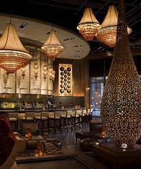 Lavo Bar Rich Dark Gold Brown Wood Leather Lighting Restaurant Interior Design Restaurant Interior Las Vegas Restaurants