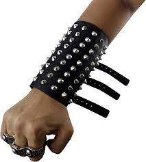 Fashion Spiked Wristband Leather Wrist Band Cuff Strap Rock Punk Goth Metal  at Amazon Men's Clothing store