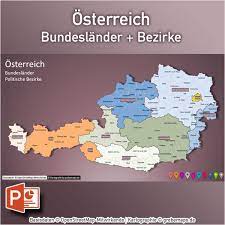 Bundesländer karte interaktiv klicken sie einfach in der bundesländer karte auf das gewünschte bundesland oder die gewünschte landeshauptstadt, um ausführliche informationen zu erhalten. Powerpoint Karte Osterreich Austria Bundeslander Bezirke Grebemaps B2b Kartenshop