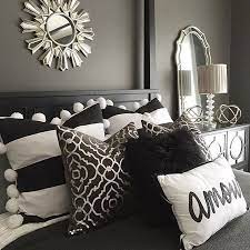 See more ideas about bedroom inspirations, home, house interior. Black Grey White And Silver Bedroom Grey Walls Silver Accessories Black White Pillows Silver Bedroom White Bedroom Decor Black And Grey Bedroom