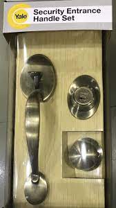 Yale Main Door Handle Set Antique Brass Standard Size Amazon In Home Improvement