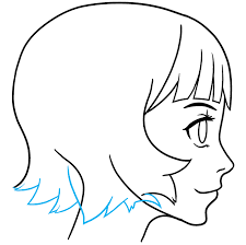 Next, i draw in the side bangs' strands by making long and pointed sections. How To Draw An Anime Girl Side View Really Easy Drawing Tutorial