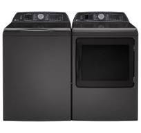GE Profile 5.4 Cu. Ft. Top Load Impeller Washer and 7.4 Cu. Ft. Smart  Electric Dryer in Diamond Gray
