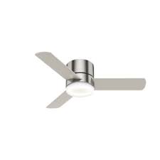 After turning on the lights, wait 1 second, then dim lights slightly, they will then stay on the strength that you dim them to. Hunter 59454 Brushed Nickel Minimus 44 Hugger Ceiling Fan With Dc Motor Remote Control And Led Light Kit Included Lightingdirect Com