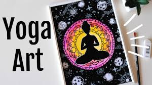 International yoga day drawing/easy acrylic painting step by step/yoga day creative drawing painting. Yoga Day Painting Galaxy Painting Youtube