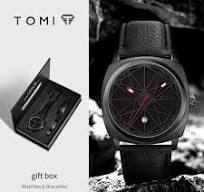 Tomi Men's Fashion Watch Set Leather Band Alloy Case Glass ...