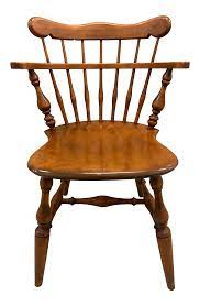 Ethan allen vintage kitchen chairs. Vintage Mid Century Ethan Allen Heirloom Comb Back Maple Dining Chair Chairish