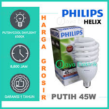 Philips paket lampu bohlam led ( isi 4 ) 13w | putih. Lampu Philips Helix 45w 45 Watt Putih E27 Lampu Spiral Tornado 45 W 45watt Hemat Energi Grosir Lazada Indonesia