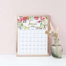 Wall Calendar 2018 2019 Printable Monthly Calendar Pdf Mural Floral Monthly Agenda Botanical Bo Printable Wall Calendar Watercolor Calendar Calendar Printables