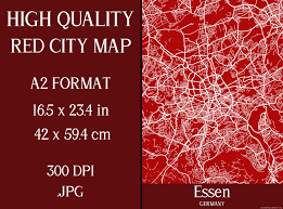 Essen Germany | Red City Map Graphic by Mappingz · Creative Fabrica