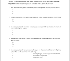 The management of this workplace is committed to preventing accidents and ensuring the safety and health of our employees. You Are A Safety Engineer In One Of The Following Chegg Com