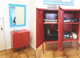 Front Entrance 2 Ikea Lixhult Cabinets Turned Into Toy Kid S Art Supply Storage With Landing Strip For Keys Above Mirror Is From Home Goods Repainted B
