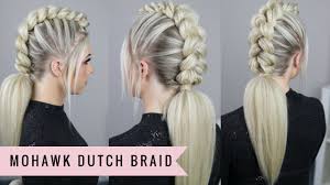 Braids and long flowing hair are still popular hairstyles, especially among women, but also for some the roach ('mohawk') hairstyle is almost never worn anymore, but artificial roaches are still worn at. Mohawk Dutch Braid By Sweethearts Hair Youtube