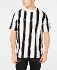 Black And White Striped T Shirt Outfit Guess Originals Men S Walden Stripe Logo T Shirt White S Shirt Outfit Men Stylish Mens Outfits Guess Clothing
