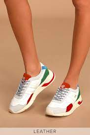 Eclipse Trident White Multi Leather Sneakers Leather Sneakers Cute Boots Genuine Suede