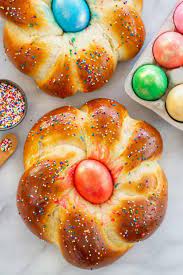 The bread is either baked with colored eggs directly in the dough or. Italian Easter Bread Recipe Jessica Gavin