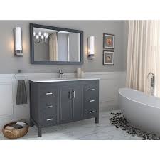 A vanity unit is an irreplaceable thing in any interior. Spa Bathe Cora 48 In Pepper Gray Undermount Single Sink Bathroom Vanity With White With Grey Veins Engineered Stone Top Lowes Com In 2021 Single Sink Bathroom Vanity Grey Bathroom Vanity Bathroom Sink