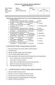 Soal Uts Pendidikan Agama Islam Ktsp Kelas 6 Semester 2 Islam Semester