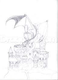 How To Draw A Dragon And Castle Step 7 Castle Drawing Drawings Disney Character Drawings