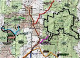 This map shows cities, towns, counties, interstate highways, u.s. Santa Fe National Forest Scenic Byway Scenic Byway Santa Fe National Forest State Parks