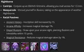 Note that this is the longest legion requirement since it . Wowhead Check Out The New Racial Abilities For The Void Elf And Nightborne Allied Races An Illusion What Are You Hiding Https Www Wowhead Com News 277415 7 3 5 Ptr Allied Races Mounts And Racial Abilities Facebook