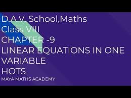 A cryptarithm is a mathematical puzzle where the digits in a sum have been replaced by letters. D A V Math Class Viii Ch 9 Linear Equations In One Variable Hots Youtube