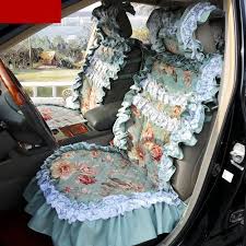 319 81 Universal Cotton Hawaiian Floral Print Lace Car Seat Cover Auto Cushion 7pcs Sets Blue Car Seats Carseat Cover Hawaiian Floral Print