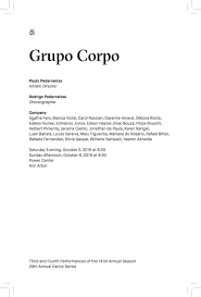 Aún no hay descripción corta. Ums Concert Program October 5 2019 Grupo Corpo Ann Arbor District Library