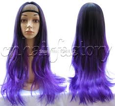 Black And Purple Ombre Wig Fashion Ombre Wig 3 4 Half Wig Long Wavy Two Tone Gradient Two Colored Wig Black To Purple Synthetic Wigs For Women In Synthe Ombre Wigs Colored Wigs Half Wigs