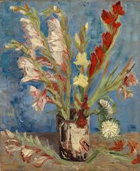 There are differences in petal structure on a few of the flowers. Vincent Van Gogh Vase With Gladioli And Chinese Asters Van Gogh Museum