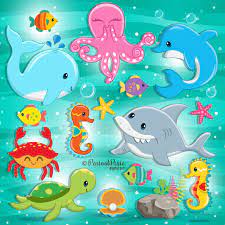 Sea Animals Clipart Sea Creatures Under Sea Animals Fish Etsy Animal Clipart Sea Creatures Sea Animals