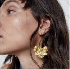ZARA GOLD FLOWER Drop Statement Ornate Long Hook Earrings UK £6.99