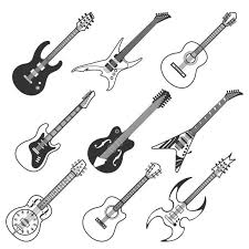 Black And White Electric Guitar Drawing Black Guitars Vector Silhouettes Guitar Tattoo Music Tattoos Guitar Vector
