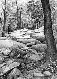 Mountain Hike Drawing Pen And Ink Drawing